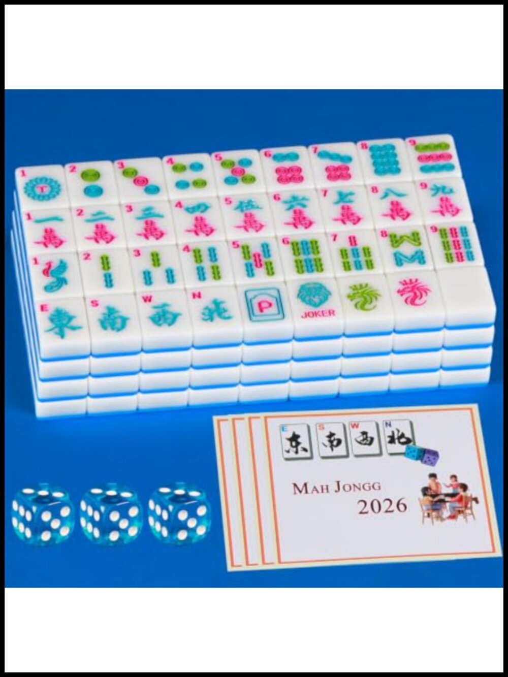 American Mahjong Tile Set 1.2-Inch Food-Grade Melamine 166 Tiles